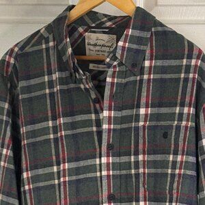 Original Weatherproof Vintage Long-sleeve Button-down Flannel in Green and Red